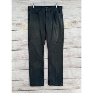 KREW KSlim jeans Mens 34 Black Stretch Ankle Hem Distressed